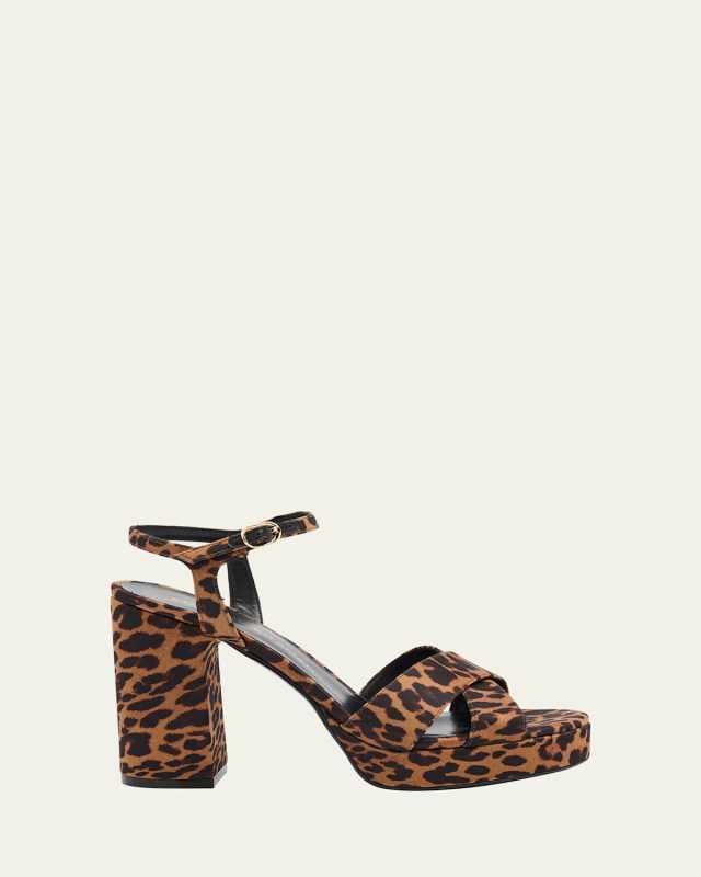 Dayna Leopard-Print Crisscross Platform Sandals